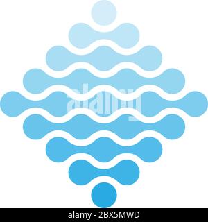 Verbundene Punkte in Form von Rauten und Blautönen. Wasserthema Konzept. Abstraktes Designelement. Vektorgrafik. Stock Vektor