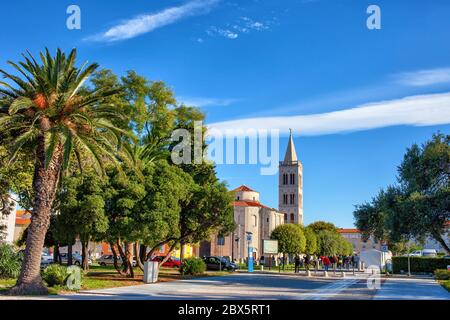 Stadt Zadar in Kroatien, Dalmatien, Blick auf die St. Donatus Kirche und St. Anastasia Kathedrale Stockfoto