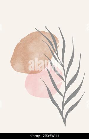 Aquarell Satz von abstrakten ästhetischen Formen Pastellfarben und Blatt organischen . Abstrakte Collage Hintergründe perfekt für Postkarte und Hochzeitseinladung Stockfoto