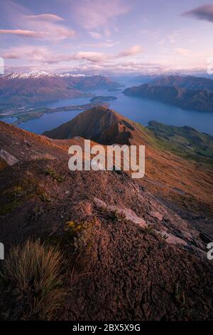 Blick vom Roy's Peak auf Lake Wanaka, Neuseeland Stockfoto