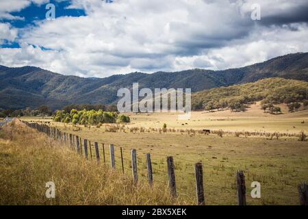 Australische Straßenszene in der Nähe der Snowy Mountains Stockfoto