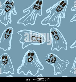 Halloween. Ein Satz Geister. Nahtloses Muster. Herbstferien Fun Kinder Stock Vektor