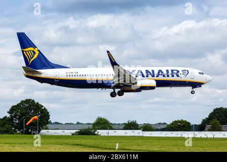 Southend, Großbritannien 7. Juli 2019: Ryanair Boeing 737-800 Flugzeug am Flughafen London Southend SEN in Großbritannien. Boeing ist eine amerikanische Luft Stockfoto