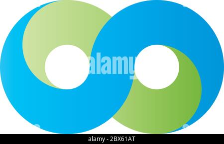 Symbol für grünes und blaues Infinity-Symbol. 3D-ähnlicher Gradienteneffekt. Vektorgrafik. Stock Vektor
