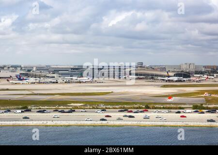 Miami, Florida 3. April 2019: Übersicht Miami Flughafen MIA in Florida. Stockfoto