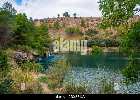 Santos Morcillo See. Lagunas de Ruidera Nature Reserve, Provinz Ciudad Real, Castilla La Mancha, Spanien. Stockfoto