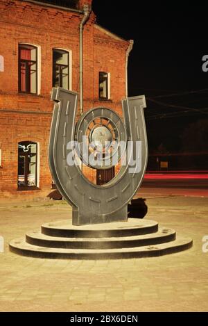 Null Kilometer von Tschujski Trakt in Bijsk. Altai-Region. Westsibirien. Russland Stockfoto