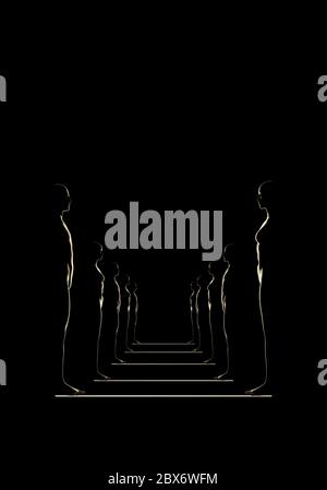 3d menschliche Formen in einer Reihe . 3d-Rendering . 3d-Darstellung Stockfoto