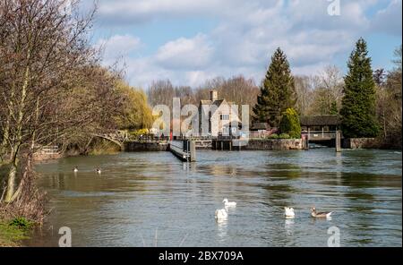 Iffley Lock an der Themse, Oxford. Blick nach unten Stockfoto