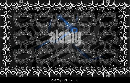 Digitale textile Illustration Design der abstrakten Kunst mit Grenzen Stock Vektor
