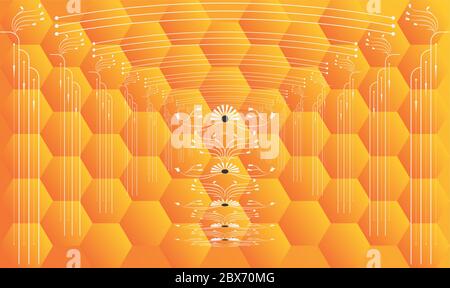 Digitale Textil Illustration Design von Wabenkunst Stock Vektor