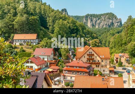 Dorf Rathen in der sächsischen Schweiz, Ost-Deutschland Stockfoto