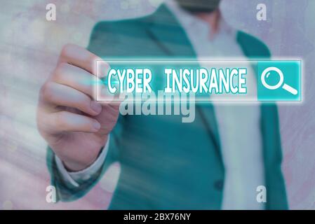 Handschrift Text Schreiben Cyber Versicherung. Konzeptfoto exklusiven Plan, um das Unternehmen vor internetbasierten Risiken zu schützen Stockfoto