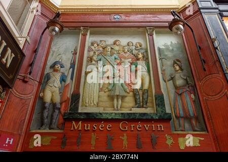 Passage Jouffroy, Paris, Frankreich, Eingang zum Musée Grevin Stockfoto