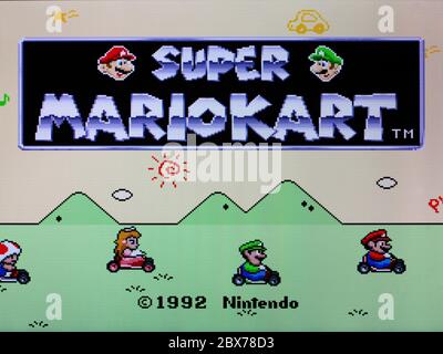 Super Mario Kart MarioKart - SNES Super Nintendo - nur zur redaktionellen Verwendung Stockfoto