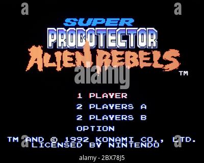 Super Probotector Alien Rebels - SNES Super Nintendo - nur für redaktionelle Verwendung Stockfoto