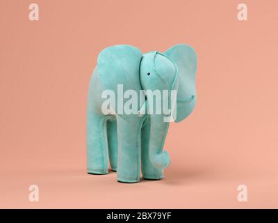 Blauer Elefant auf rosa Hintergrund 3D-Illustration Stockfoto