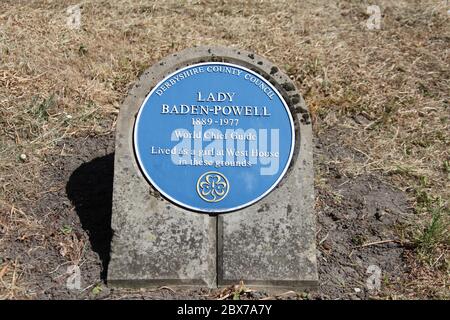 Lady Baden-Powell blaue Plakette in ihrer Heimatstadt Chesterfield Stockfoto