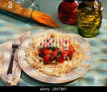 Pasta Caponata Stockfoto