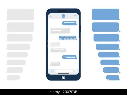 Meldungsblasen. Design-Vorlage für Messenger-Chat oder Website. Moderne Vektorgrafik im flachen Stil. Stock Vektor
