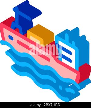 Isometrische Symbolvektordarstellung für Tanker auf See Stock Vektor