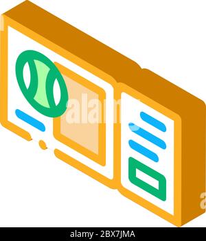 Ticket on Match isometrische Symbolvektordarstellung Stock Vektor