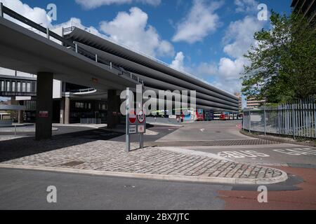 Preston, Großbritannien. Juni 2020. Bild zeigt Preston Busbahnhof von Ove Arup und Partners im Brutalistischen Architekturstil zwischen 1968 und 19 gebaut Stockfoto
