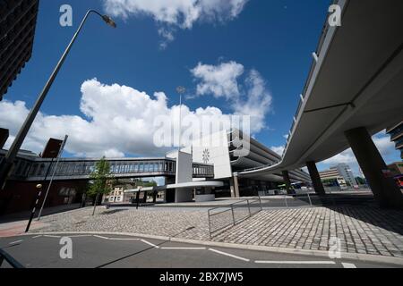 Preston, Großbritannien. Juni 2020. Bild zeigt Preston Busbahnhof von Ove Arup und Partners im Brutalistischen Architekturstil zwischen 1968 und 19 gebaut Stockfoto