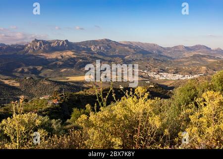 Sierra de Sabar bei Sonnenuntergang in der Provinz Málaga, Spanien Stockfoto