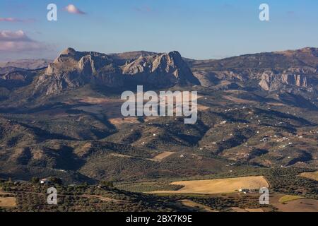 Sierra de Sabar bei Sonnenuntergang in der Provinz Málaga, Spanien Stockfoto