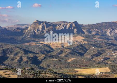 Sierra de Sabar bei Sonnenuntergang in der Provinz Málaga, Spanien Stockfoto