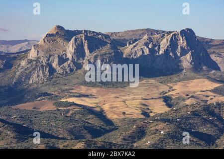 Sierra de Sabar bei Sonnenuntergang in der Provinz Málaga, Spanien Stockfoto