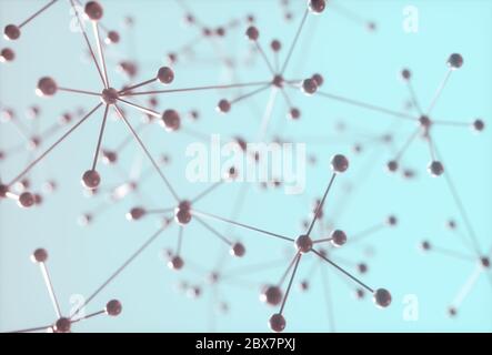 3D-Darstellung eines Moleküls, elektrisch neutrale Gruppe von zwei oder mehr Atomen, die durch chemische Bindungen zusammengehalten werden. Stockfoto