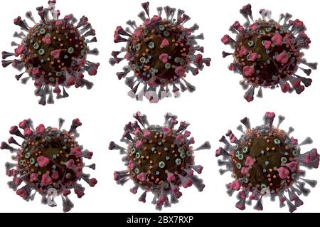 Corona Virus COVID - 19 unter dem Mikroskop 3d-Illustration, Farbvektor. Stock Vektor