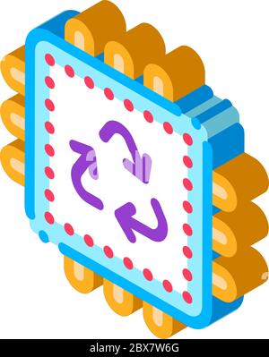 Recycling Prozessor isometrische Symbol Vektor-Illustration Stock Vektor