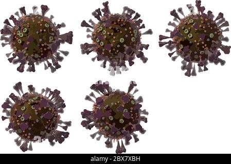 Corona Virus COVID - 19 unter dem Mikroskop 3d-Illustration, Farbvektor. Stock Vektor