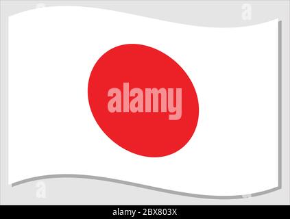 Winkende Flagge von Japan Vektorgrafik. Wehende japanische Flagge Illustration. Japan-Landesflagge wavin im Wind ist ein Symbol für Freiheit und Unabhängigkeit. Stock Vektor