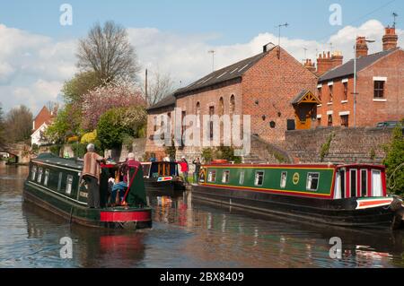 Narrowboats in Stourport auf Severn, Worcestershire, England Stockfoto