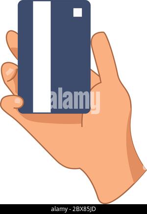Hand halten und Kreditkarte vorzeigen. Vektor Illustration Cartoon Stock Vektor