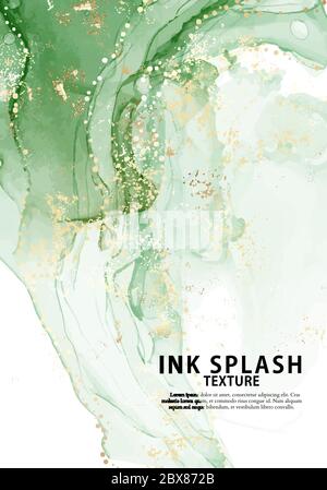Marmor Smaragd grünen Alkohol Tinte moderne wellige künstlerische Ölgemälde. Aquarell vintage künstlerischen zeitgenössischen abstrakten Kunst. Fluid Textur Schreibwaren pa Stock Vektor