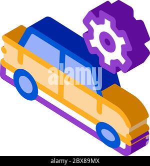Gebrochene Car Gear isometrische Symbol Vektor-Illustration Stock Vektor