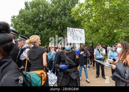 Black Lifes Matter hyde Park Demo Stockfoto
