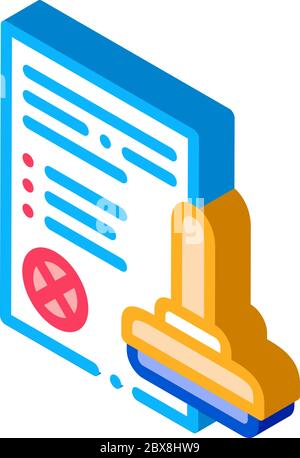 Liste Denial Stamp isometrische Symbol Vektor-Illustration Stock Vektor