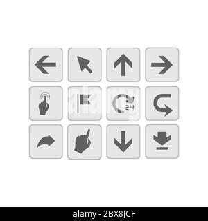 Pfeile und Zeiger flache Vektor-Symbole gesetzt Stock Vektor