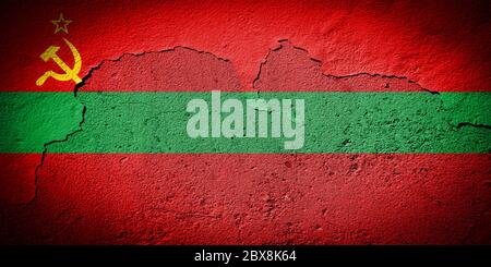 Transnistria Flagge auf grungy rissig Wand gemalt Stockfoto