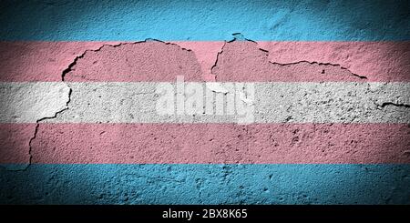 Transgender Stolz Flagge auf grungy rissig Wand gemalt Stockfoto