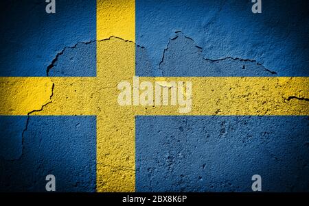 Australische Flagge auf grungy rissig Wand gemalt Stockfoto