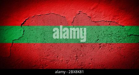 Transnistria Flagge auf grungy rissig Wand gemalt Stockfoto