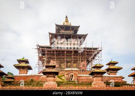 Taleju Tempel in Kathmandu Durbar Square, Nepal wird nach dem Gorkha Erdbeben renoviert. Stockfoto