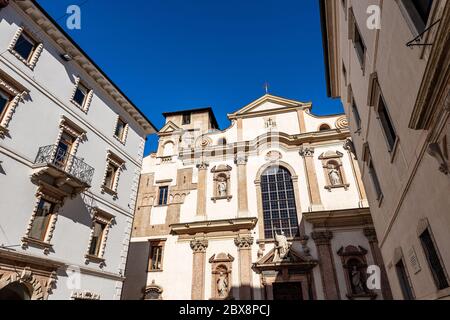 Trient Stadt, die Fassade der Kirche von San Francesco Saverio im Barockstil (1711), Trentino-Südtirol, Italien, Europa Stockfoto